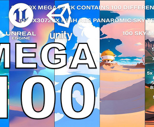 Skybox MEGA 100 Panaroma Pack , Cartoon Stylized Anime hdri Clouds Sky Skies Unity Unreal Engine
