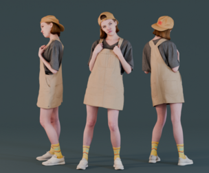 Girl in Jumpsuit-dress Standing