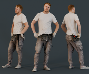 Worker in a White T-shirt standing