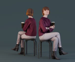 Casual Woman Seated with Coffee Cup
