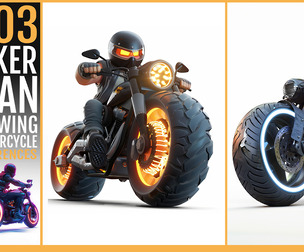 303 Biker Man on Glowing Motorcycle