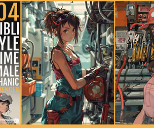 404 Ghibli style anime female mechanic