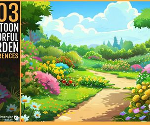 303 cartoon colorful garden