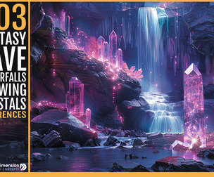 303 Fantasy Cave with Waterfalls and Glowing Crystals