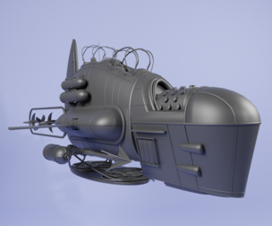 Submarine fighter -Low-poly 3D models