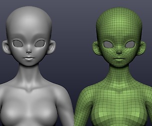 Anime Girl Sculpt with Base mesh
