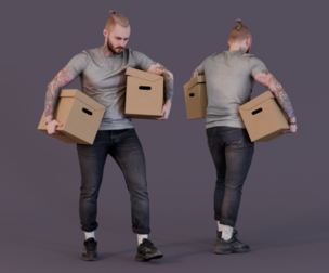 Moving Day Man with Cardboard Boxes