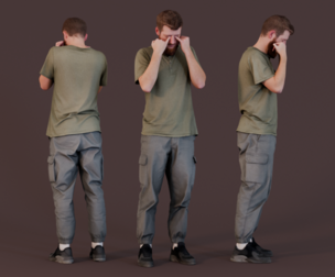 Exhausted Man in Casual Wear