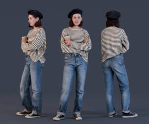Girl in a Beret with Coffee