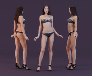Chic Woman in Black Lace Lingerie