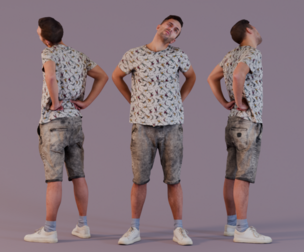 Casual Guy Stretching in Summer Outfit