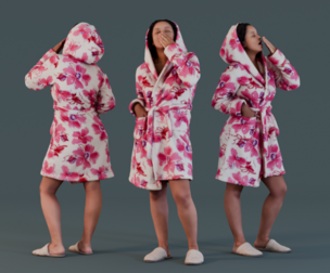 Yawn Moment - Cozy in Floral Bathrobe