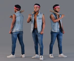 Urban Warrior - Denim Rebel with a Bat
