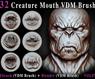 32 Creature Mouth VDM Brush - For ZBrush & Blender - Vol07