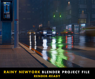 Rainy NewYork - Blender Project File (scene+Textures)