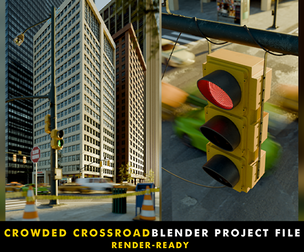 Crowded CrossRoad- Blender Project File (scene+Textures)