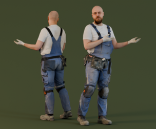 Bald Construction Worker in Bewilderment