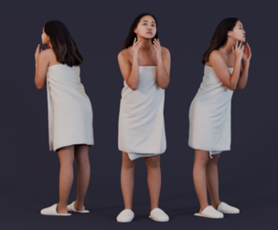 Bathroom Reflections - Woman in Towel with Contemplative Pose
