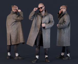 Bold Style in Gray Plaid Overcoat