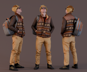 Curious Onlooker in Patterned Vest and Ushanka Hat
