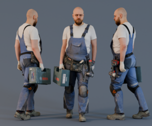 Determined Construction Worker with Tool Case