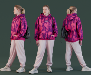 Urban Style Girl in Oversized Pink Hoodie