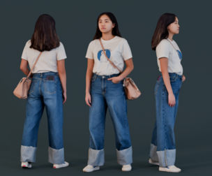 Casual Denim Style with Moon Graphic T-shirt