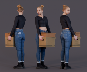 Moving Day with Style - Office Casual Woman with Box