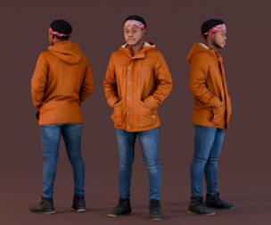 Casual Confidence in an Orange Jacket
