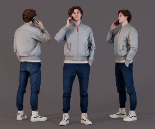 Stylish Young Man on a Call in Bomber Jacket