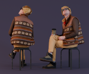 Star Gazing Aleksey - Stylish Seated Man in Winter Vest Holding Coffee