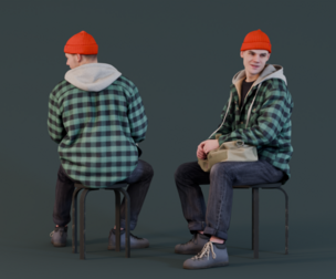 Waiting at the Bus Station Casual Guy in Flannel