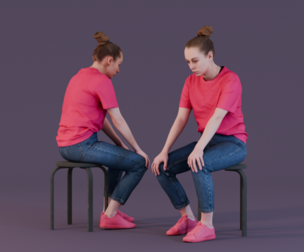 Contemplative Young Woman in Pink T-Shirt