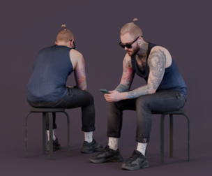 Digital Connection - Tattooed Man on a Break