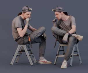 Hardworking Break - Seated Worker on a Smoke Break