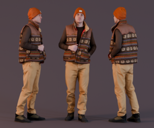 Winter-Ready Young Man in Patterned Vest