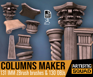Columns Maker 130 OBJs and 131 IMM ZBrush brushes