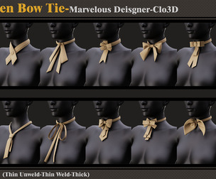 14 Women Bow Ties-MD-Clo3D-ZPRJ-FBX- OBJ