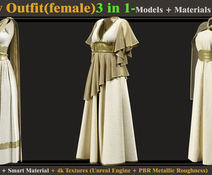 3 in 1 Fantasy Outfits-Models+Materials