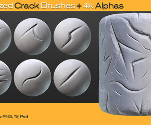 15 Stylized Crack Brushes + 4K Alphas / psd + Png + Tif
