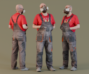 Industrial Worker - Bald Man in Respirator