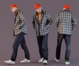 Casual Street Style - Man in Plaid Shirt and Beanie