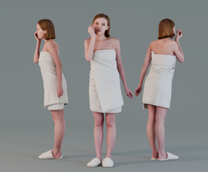 Spa Moment - Woman in Towel Applying Makeup