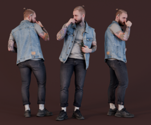 Rebel Vibes - Man in Denim Vest with Tattoos