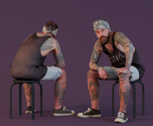 Tattooed Biker - Man with Bandana and Tank Top
