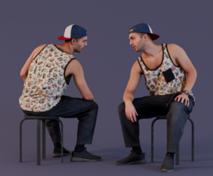 Casual Urban - Man in Graphic Tank Top and Cap