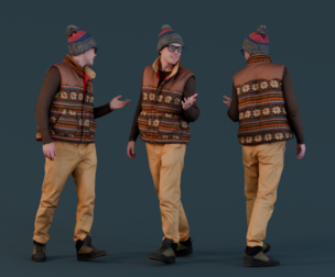 Festive Stroll - Young Man in Patterned Vest Talking