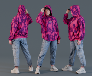 Confident Stance - Girl in Vibrant Hoodie