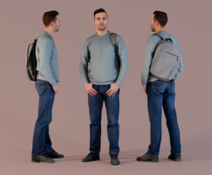 Casual Commuter - Handsome Man in Blue Sweater