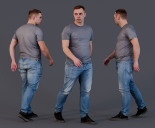 Casual Walker - Man in Grey T-Shirt